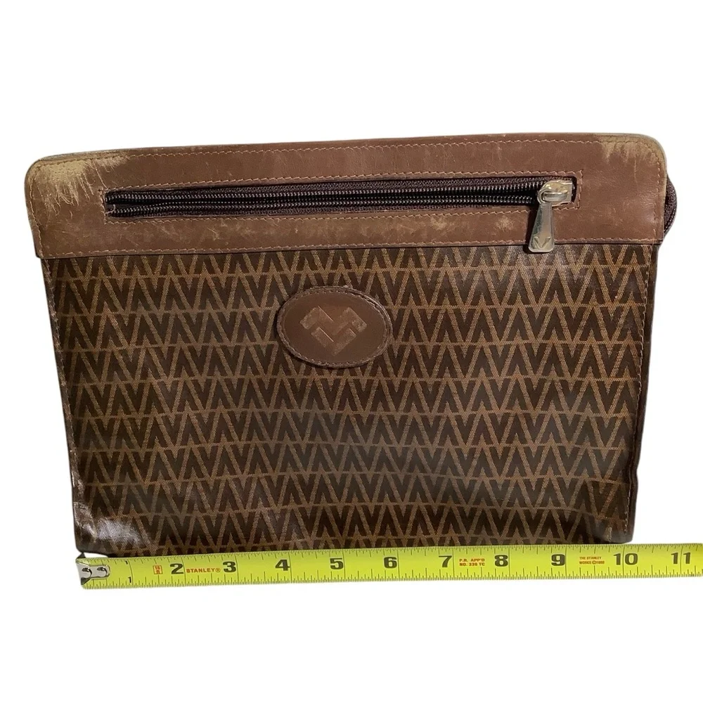 Mario Valentino Vintage Brown V-Pattern Clutch